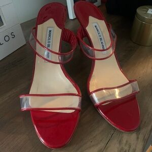 Vintage Red Leather Manolo Blahnik Heels Size 40